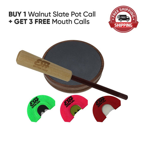 Buy 1 Walnut Slate Pot Call and Get 3 Free Mouth Calls - Esh Custom Calls