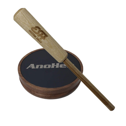 AnoHen Anodized Aluminum Walnut Pot with Hickory Striker - Esh Custom Calls