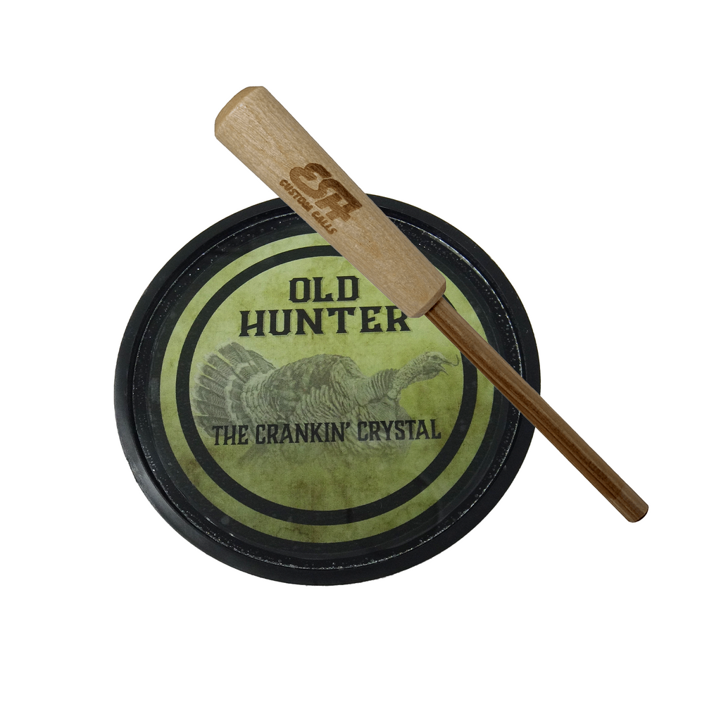 OLD HUNTER Crankin Crystal Pot Call - 2 sided Glass and Slate with Hickory Striker